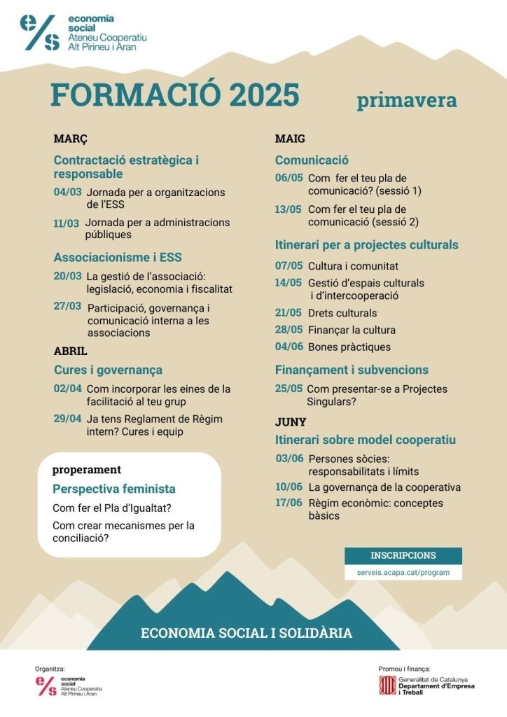 Pla de formació cooperativisme, economia solidària 2025